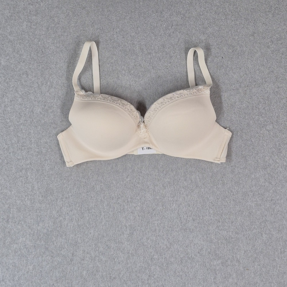 Maidenform‎ Women Bra 36B Beige T Shirt Underwired Lace Strap Adjustable